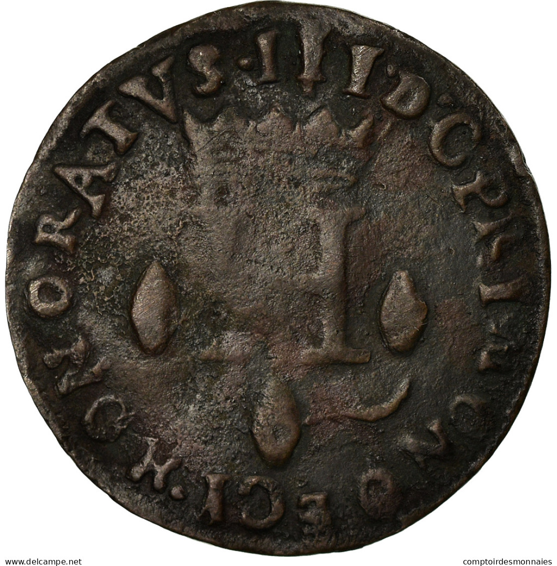 Monnaie, Monaco, Honore III, 8 Deniers, Dardenna, 1735, TTB, Cuivre - 1505-1795 Van Lucien Ier Tot Honoré III