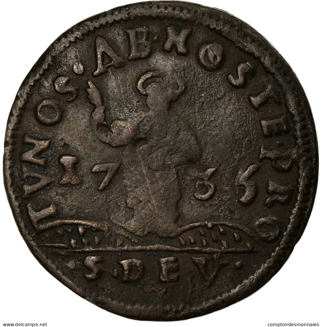 Monnaie, Monaco, Honore III, 8 Deniers, Dardenna, 1735, TTB, Cuivre - 1505-1795 Van Lucien Ier Tot Honoré III