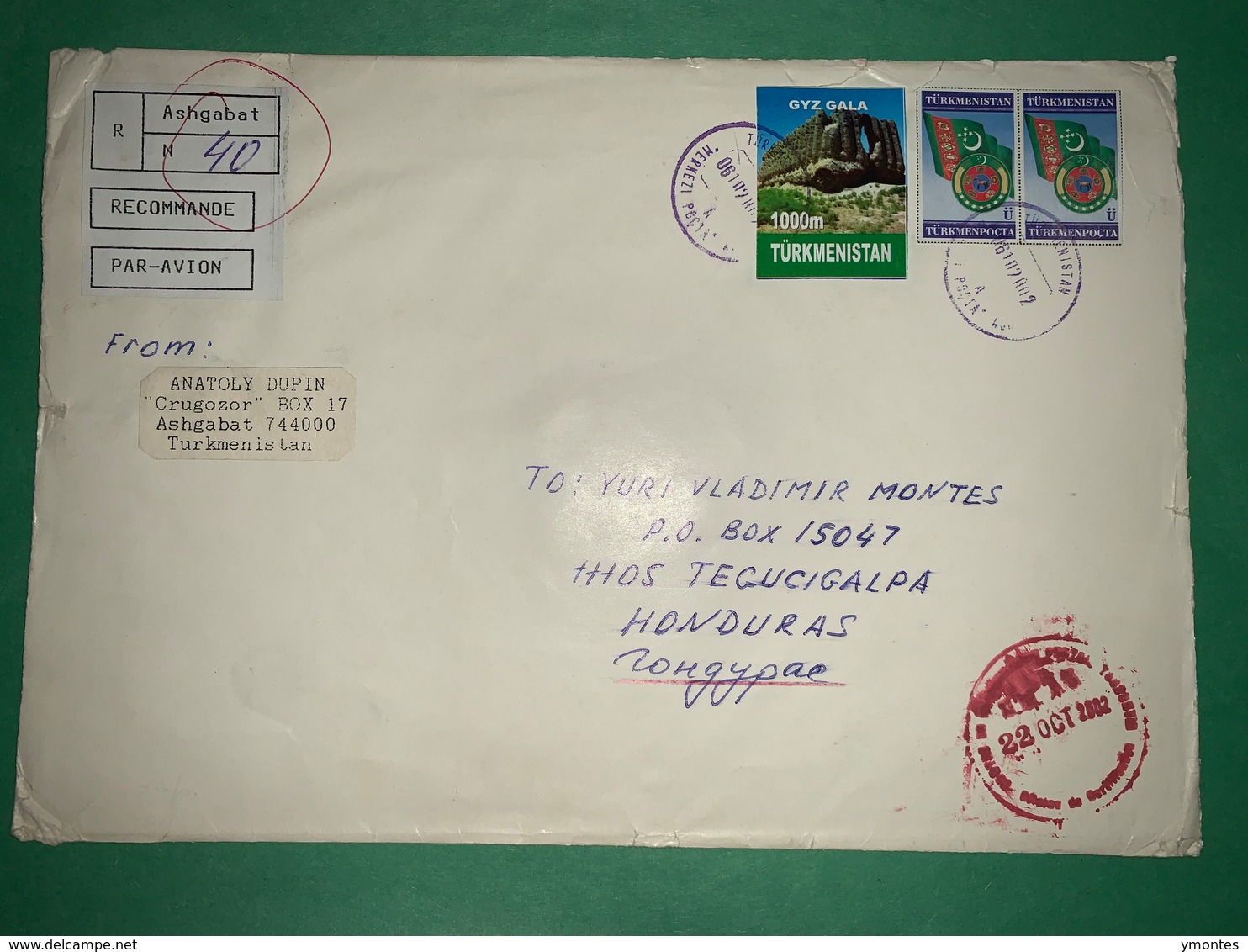 Big Cover Turkmenistan To Honduras 2002 ( Gyz Gala Stamp ) - Turkmenistan