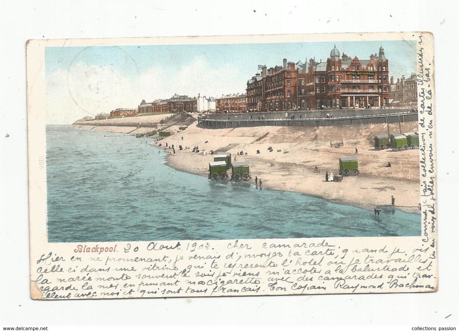 Cp, ANGLETERRE , BLACKPOOL , Dos Simple , Voyagée 1902 - Blackpool