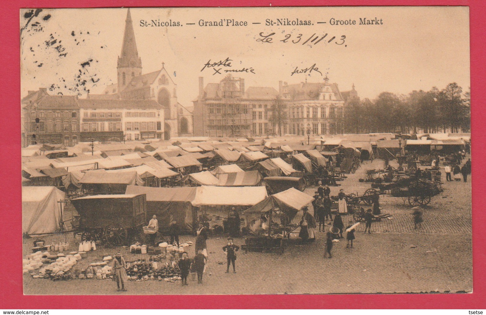 St-Niklaas - Groote Markt + Markt - 1913 ( Verso Zien ) - Sint-Niklaas