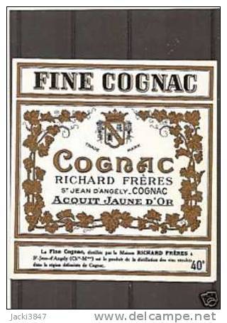 ETIQUETTE FINE COGNAC RICHARD FRERES COGNAC - Otros & Sin Clasificación