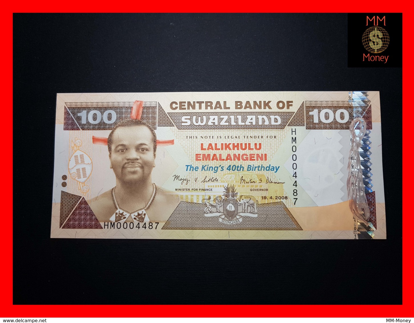 SWAZILAND 100 Emalangeni  19.4.2008 P. 34 *COMMEMORATIVE*  UNC - Swaziland