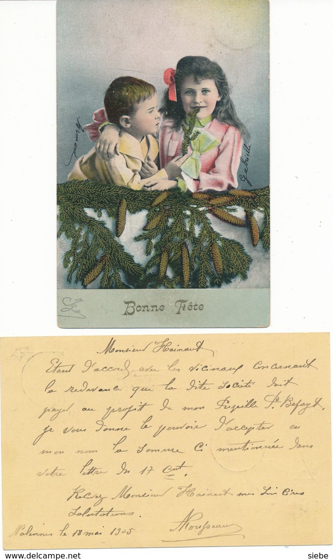 2 Cartes Cachet Linéaire Nalinnes Via Ham-sur-Lesse 21 NOV -1906 & Entiers Nalinnes 18 MAI 1905 - Griffes Linéaires