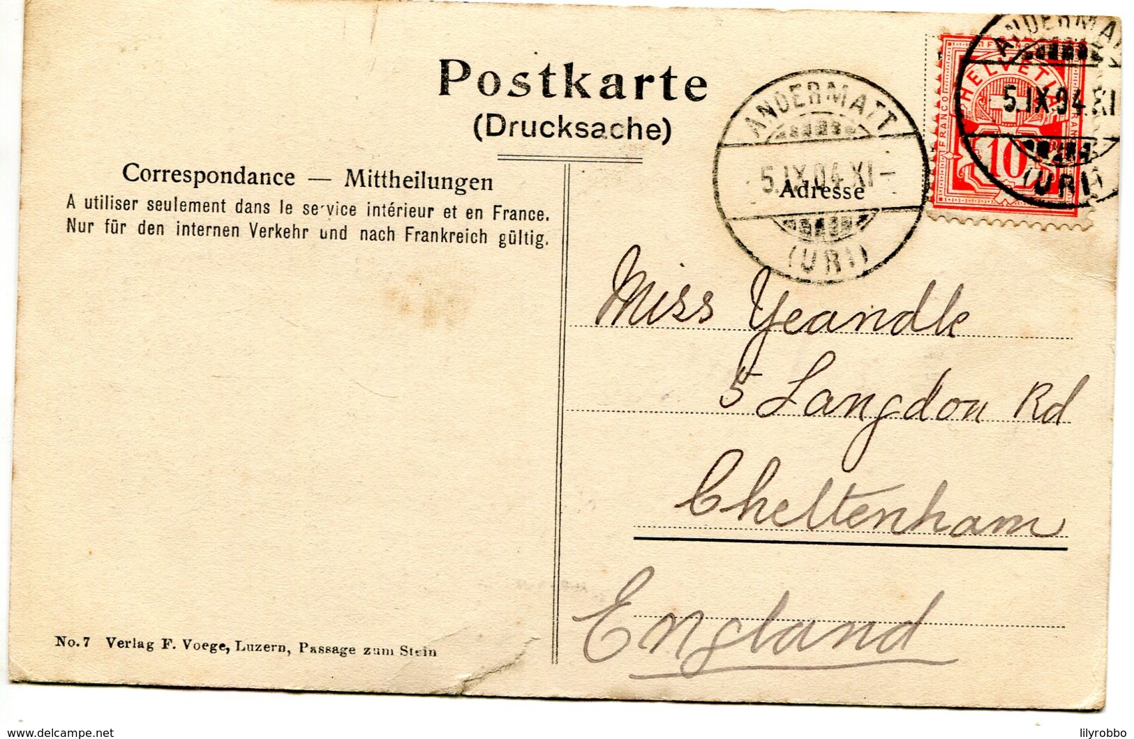 SWITZERLAND - Am Meggenhorn - VG Postmarks  1904 - Meggen