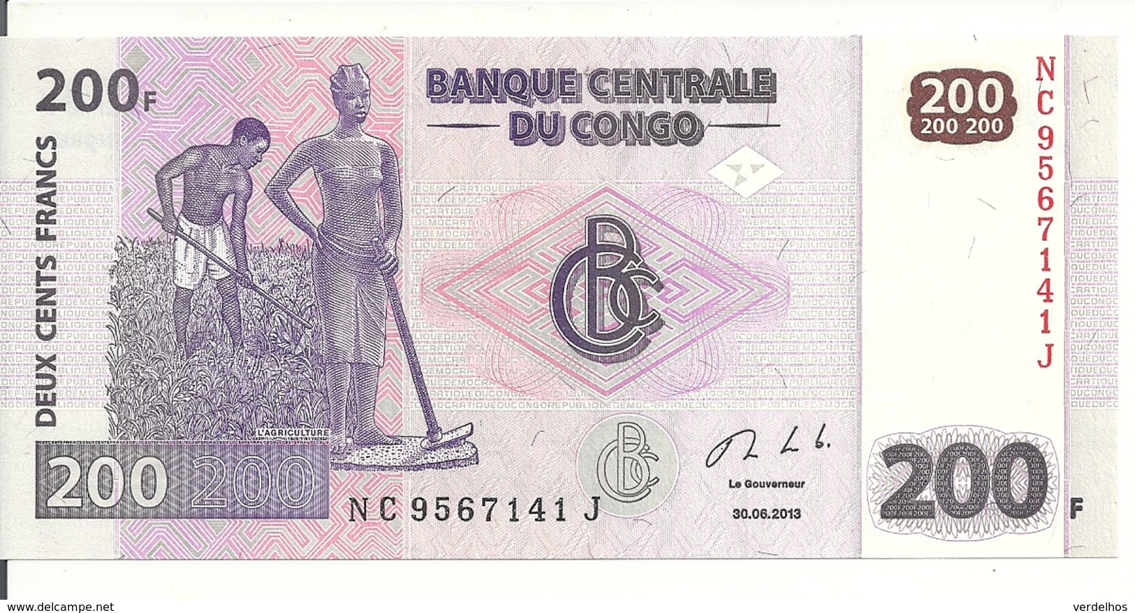 CONGO 200 FRANCS 2013 UNC P 99 B - Ohne Zuordnung