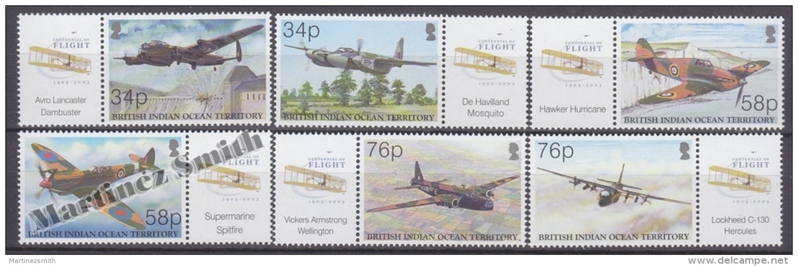 British Indian Ocean 2003 Yvert  267- 272, Centennial Of Flight, Military Planes - MNH - Territoire Britannique De L'Océan Indien