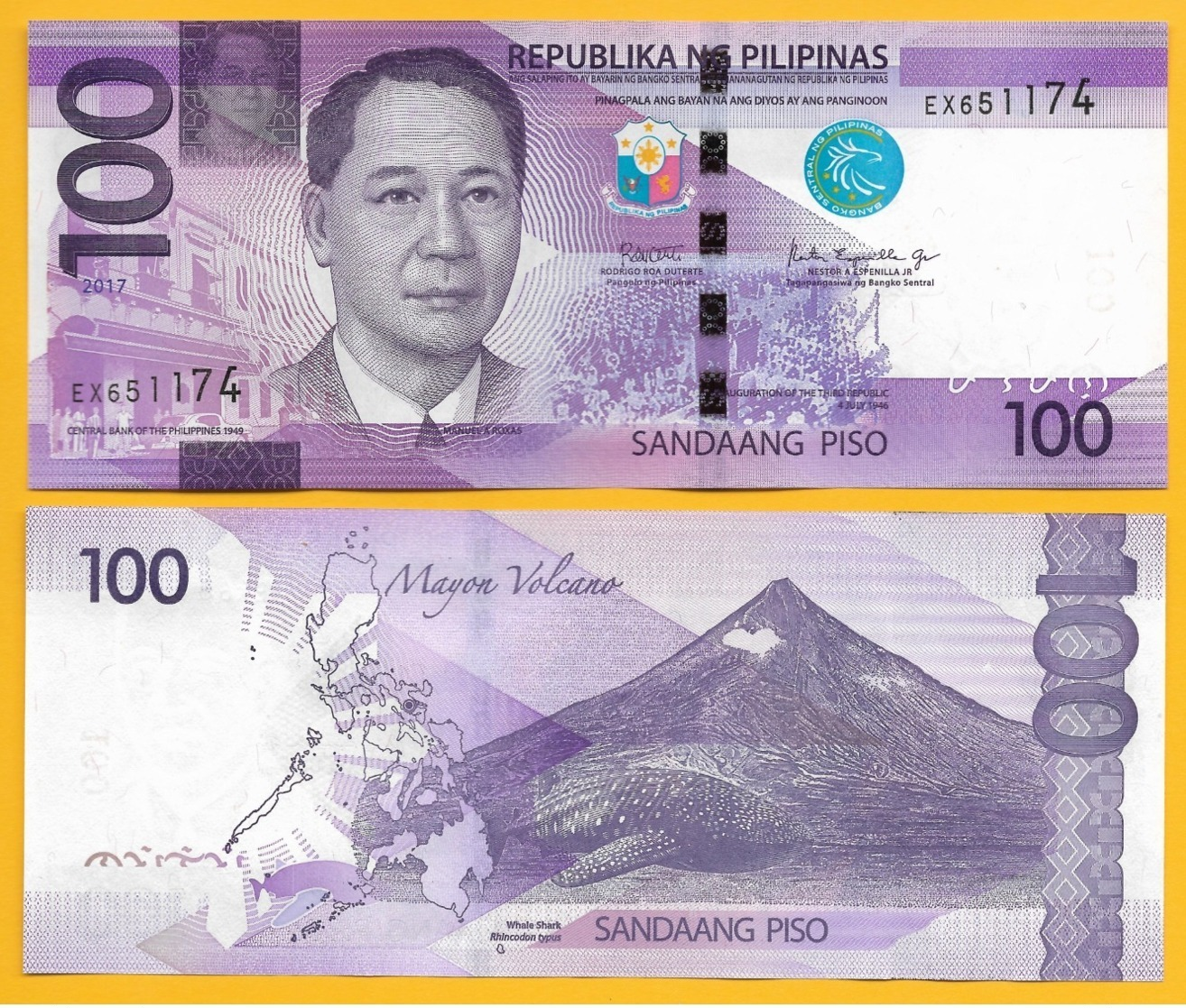 Philippines 100 Piso P-222 2017 UNC Banknote - Filipinas