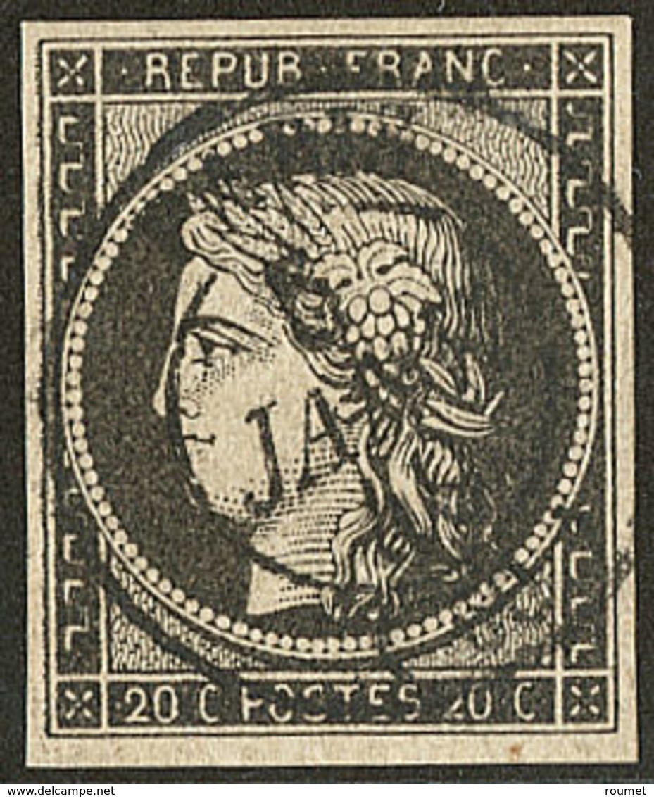 Cad Noir Type 15 Du 5 Janvier 1849. No 3 (pli D'angle), Jolie Pièce. - TB. - TB - 1849-1850 Ceres