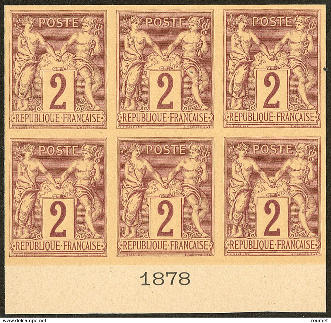 (*) Colonies Générales. No 38, Bloc De Six Bdf Avec Date 1878, Superbe. - R (3 Pièces Possibles) - Otros & Sin Clasificación