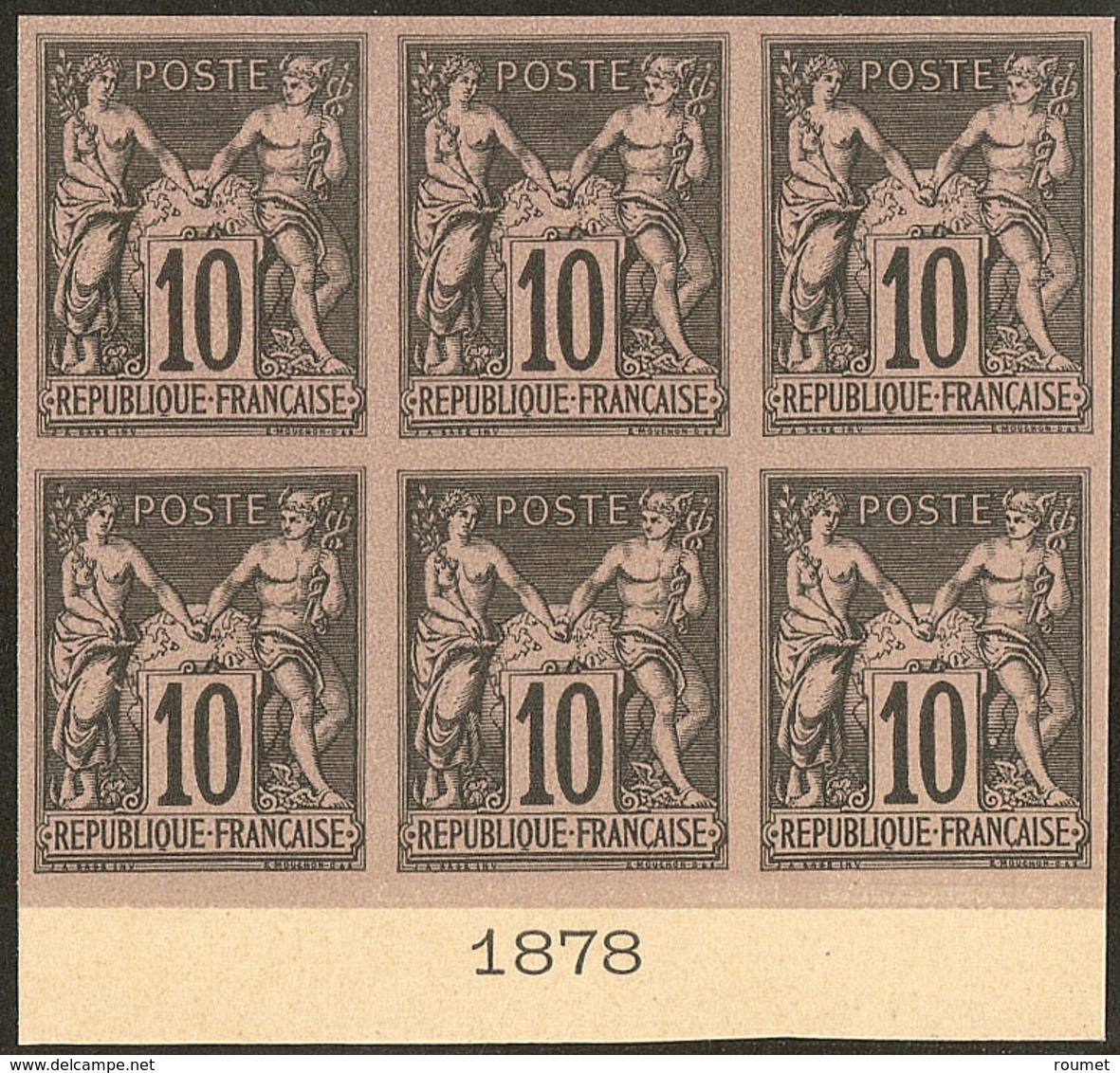 (*) Colonies Générales. No 40, Bloc De Six Bdf Avec Date 1878, Superbe. - R (3 Pièces Possibles) - Otros & Sin Clasificación