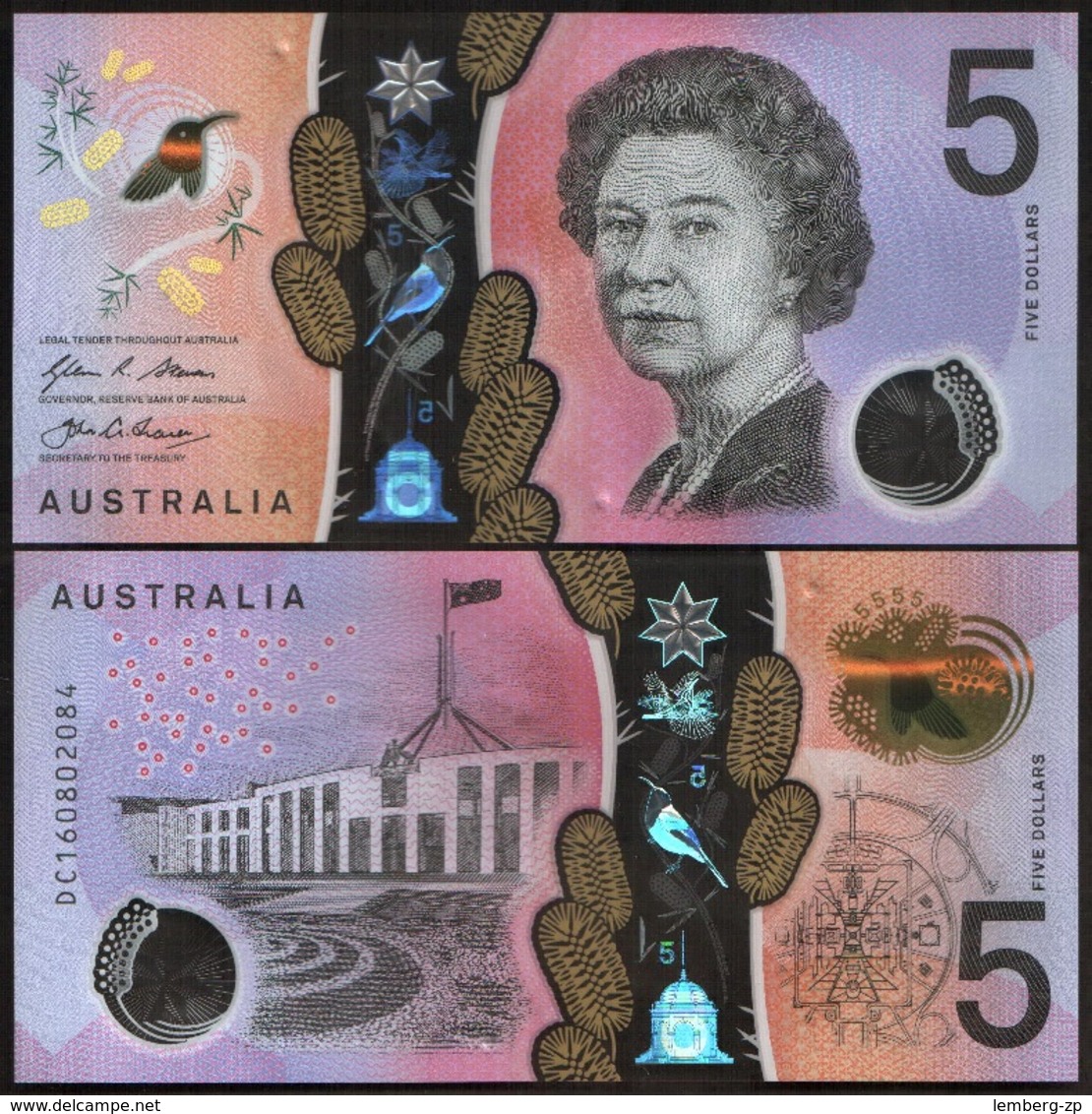 Australia - 5 Dollars 2016 UNC Polymer Lemberg-Zp - Altri & Non Classificati