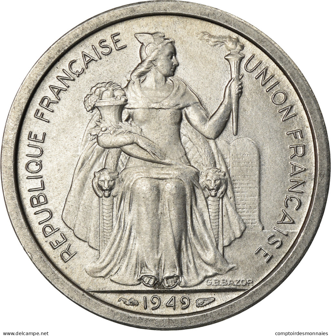 Monnaie, Nouvelle-Calédonie, 2 Francs, 1949, Paris, SUP+, Aluminium, KM:3 - Neu-Kaledonien