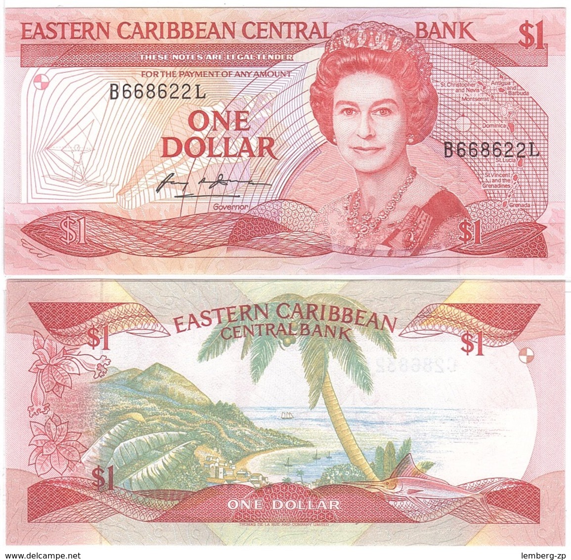 Eastern Caribbean St. / L - 1 Dollar 1985 Pick 17l XF Lemberg-Zp - Caraibi Orientale