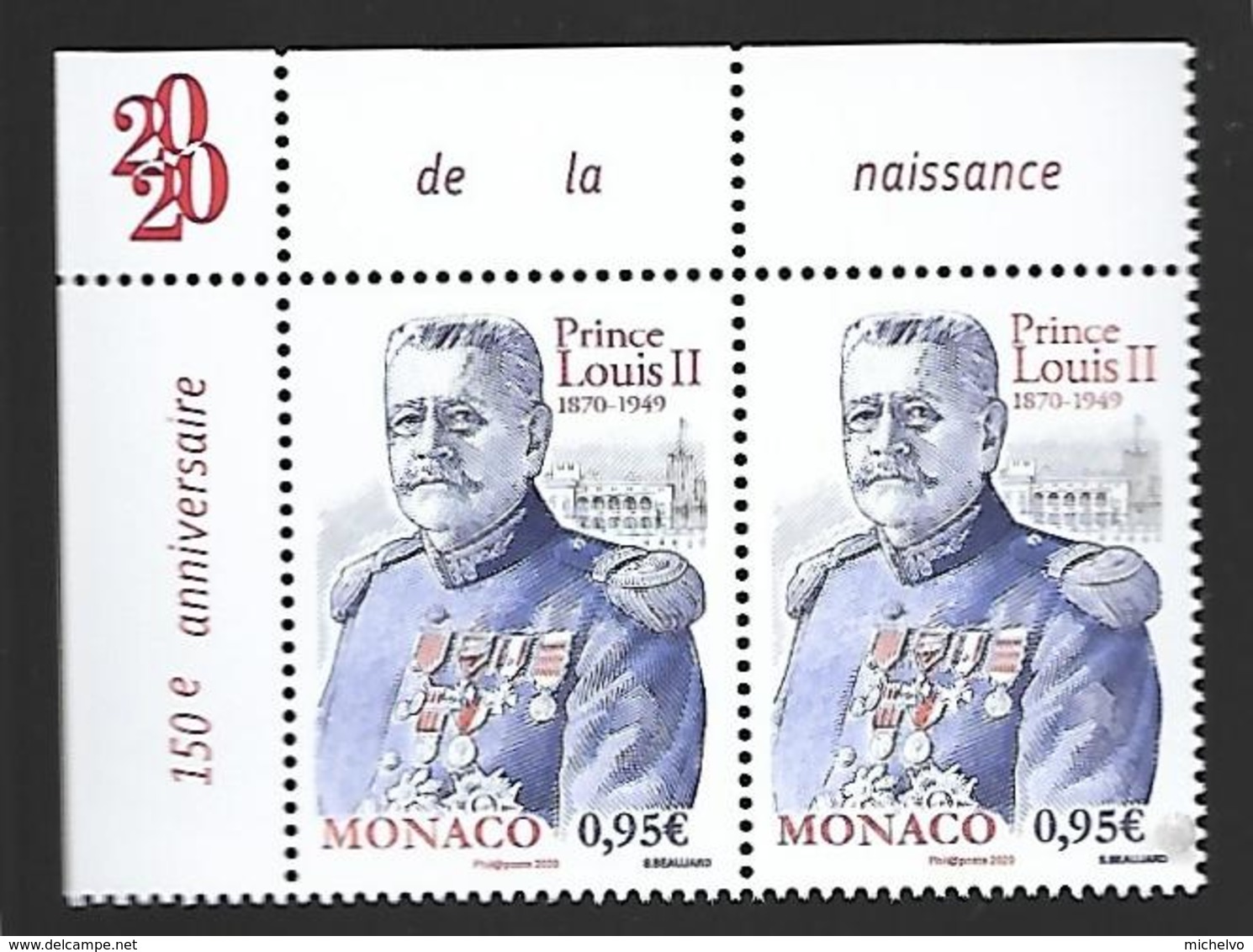 Monaco 2020 - Yv N° 3233 ** - 150ème Anniversaire Du Prince Louis II - Neufs