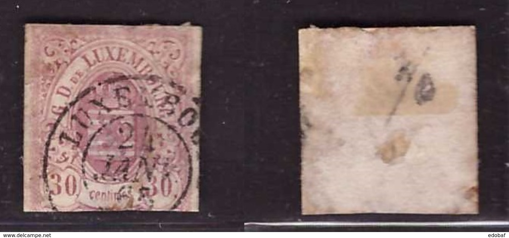 Luxembourg, 1859 Issue 30 C. Imperforated Used Stamp     -AI68 - 1859-1880 Coat Of Arms