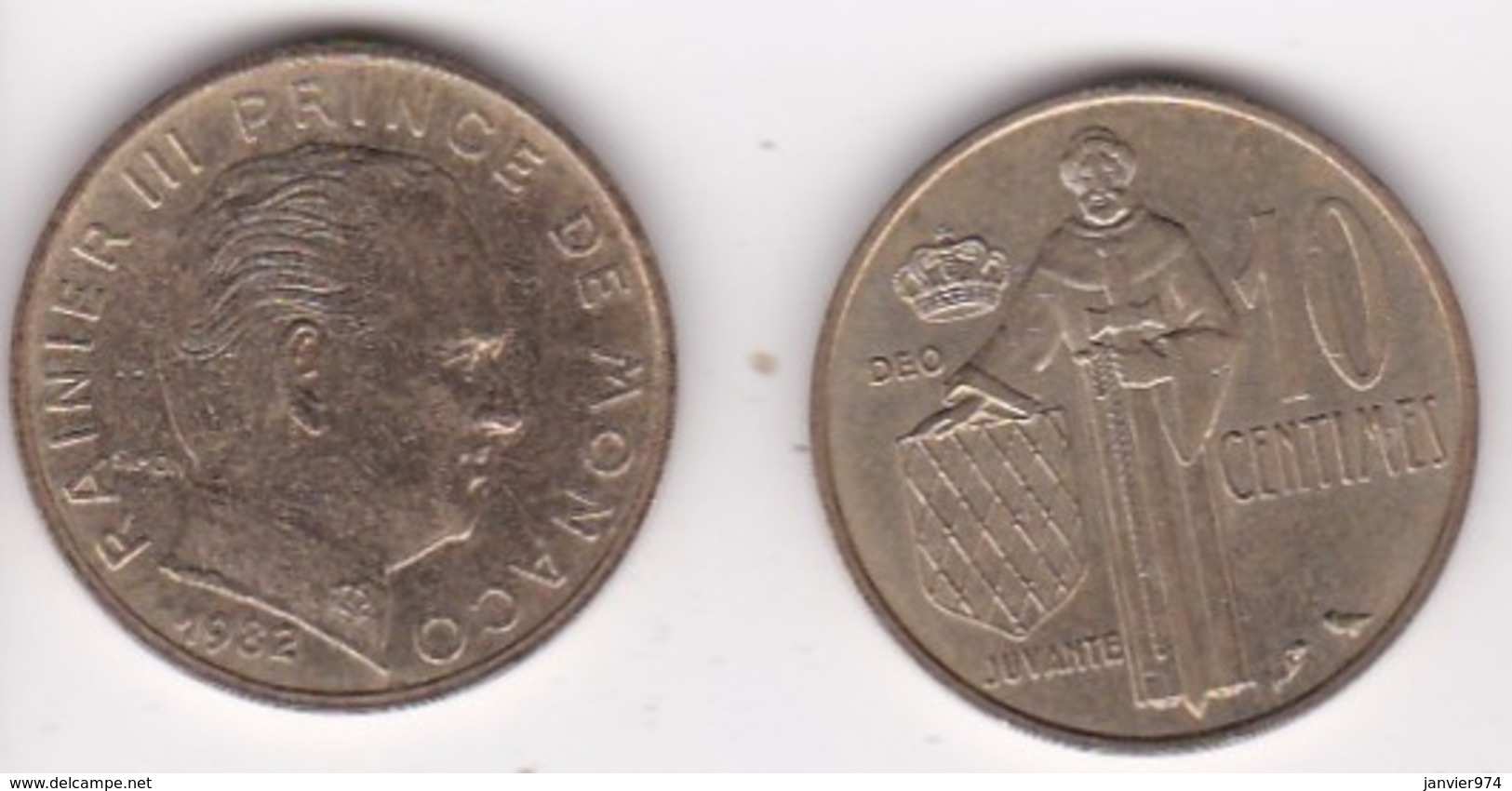 MONACO. 10 CENTIMES 1982 RAINIER III. Cupro-Nickel - 1960-2001 Neue Francs