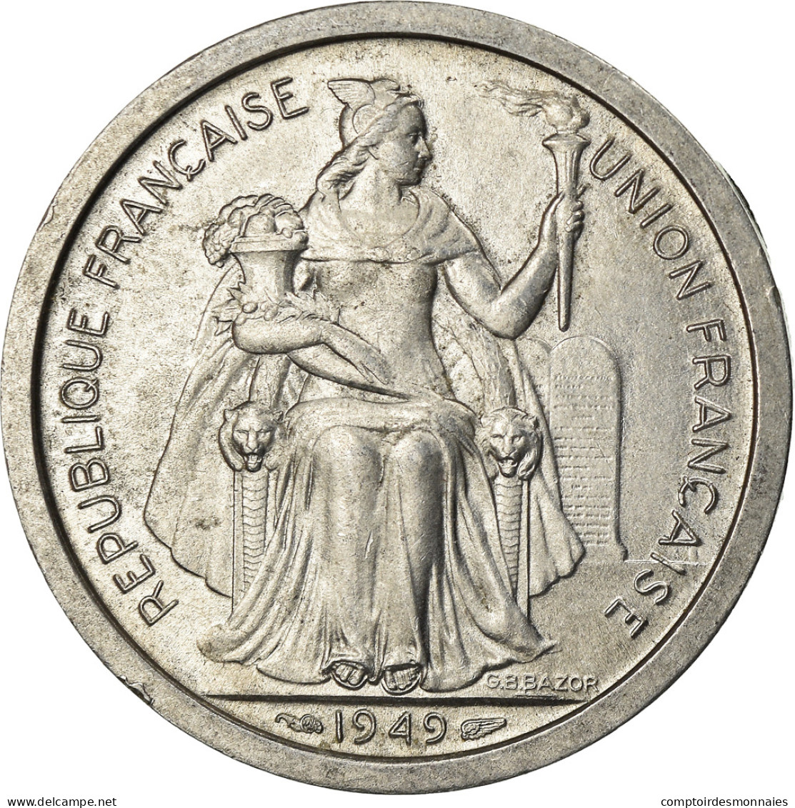 Monnaie, Nouvelle-Calédonie, 2 Francs, 1949, Paris, SUP+, Aluminium, KM:3 - New Caledonia