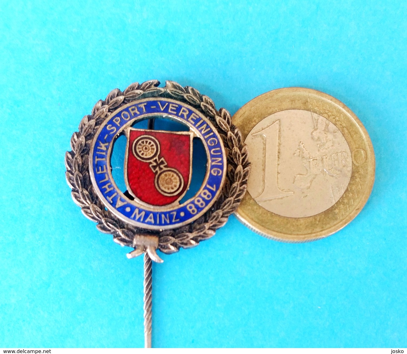 ASV MAINZ 1888 - Germany Wrestling Club ... Pre-WW2 Enamel Pin * Badge Lutte Lotta Lucha Ringen Luta Deutschland - Wrestling