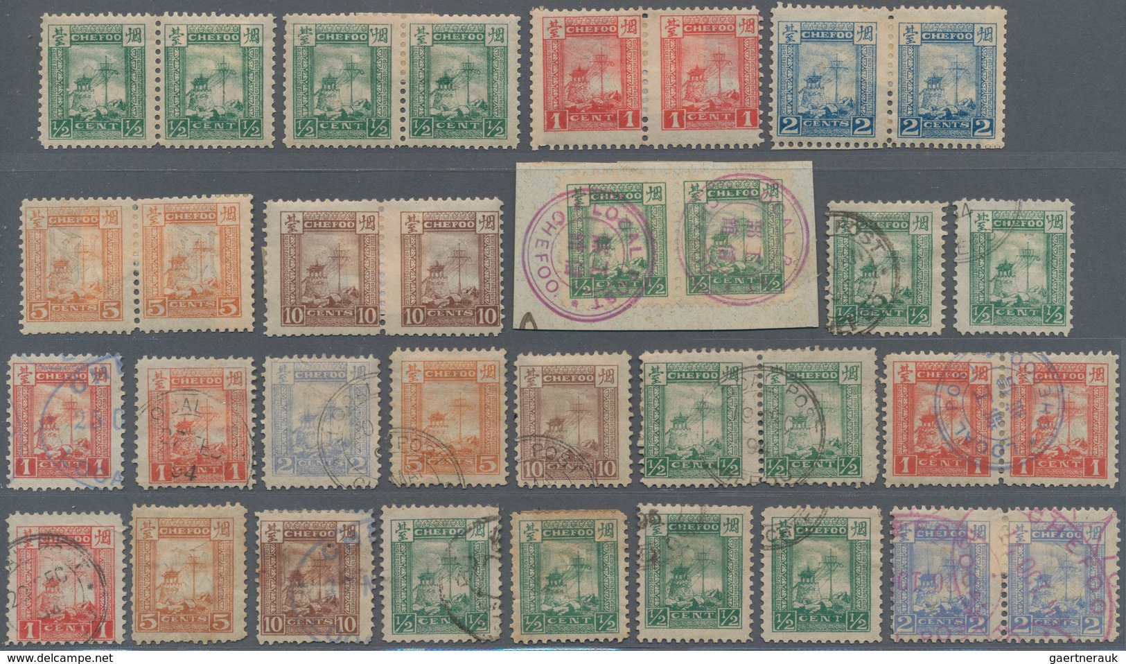 China - Lokalausgaben / Local Post: Chefoo: 1893/94, Mint And Used Inc. Pairs Inc. Used On Piece (38 - Andere & Zonder Classificatie