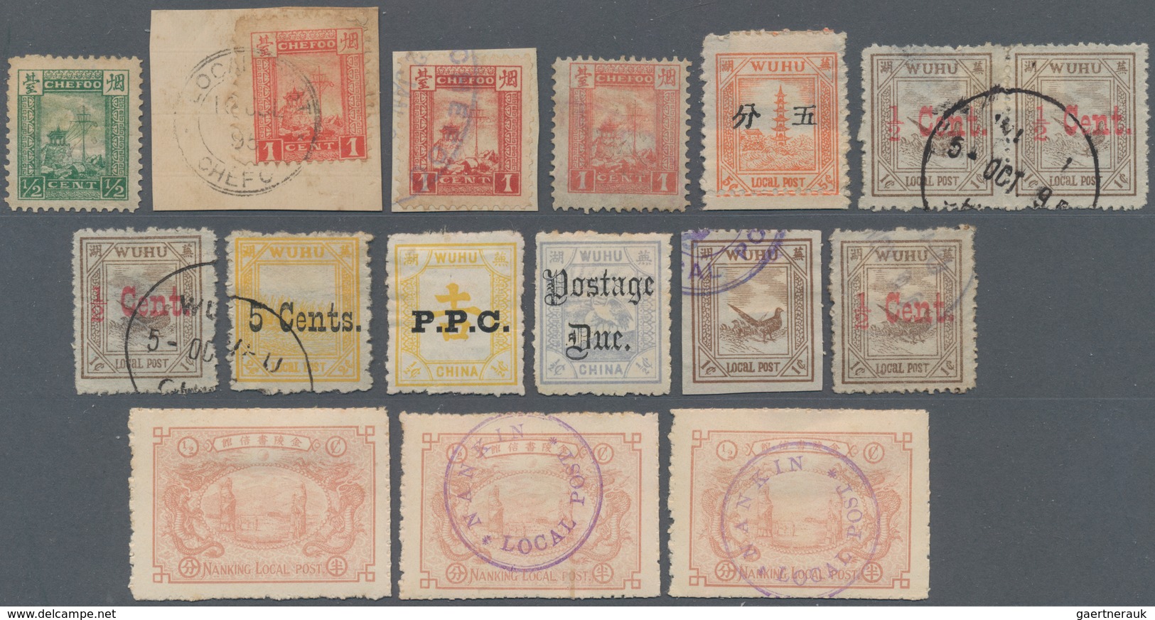 China - Lokalausgaben / Local Post: Chefoo: 1893/94, Mint And Used Inc. Pairs Inc. Used On Piece (38 - Andere & Zonder Classificatie