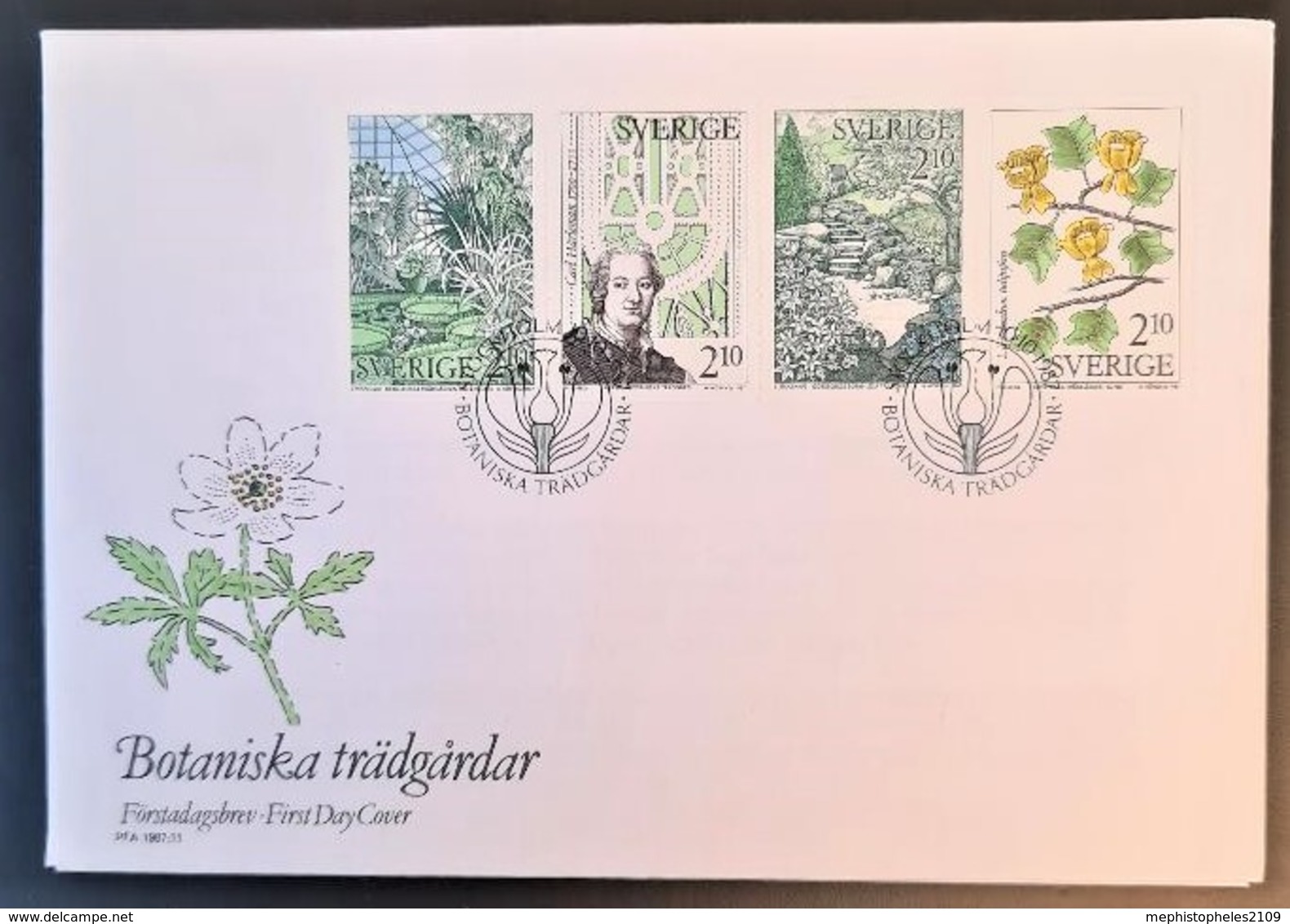 SWEDEN 1987 - FDC - Mi 1453-1456 - Botaniska Trädgardar - FDC