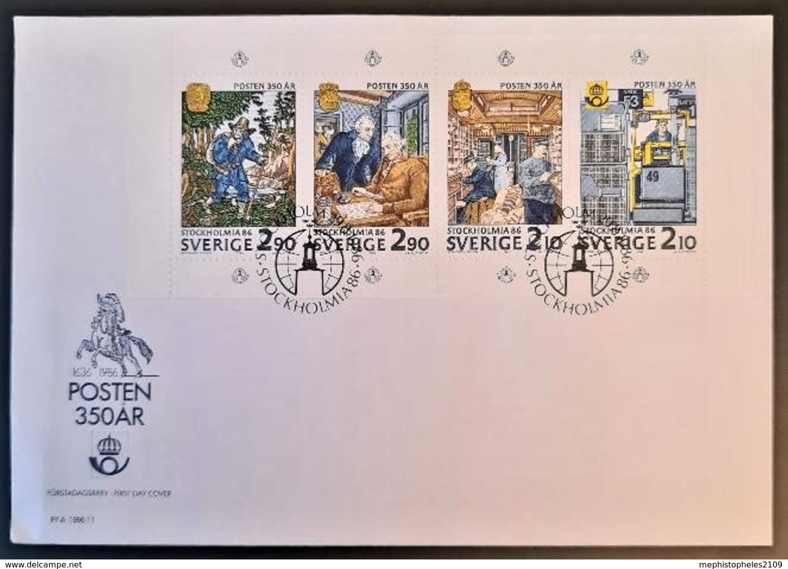 SWEDEN 1986 - FDC - 350 Jahre Post - FDC