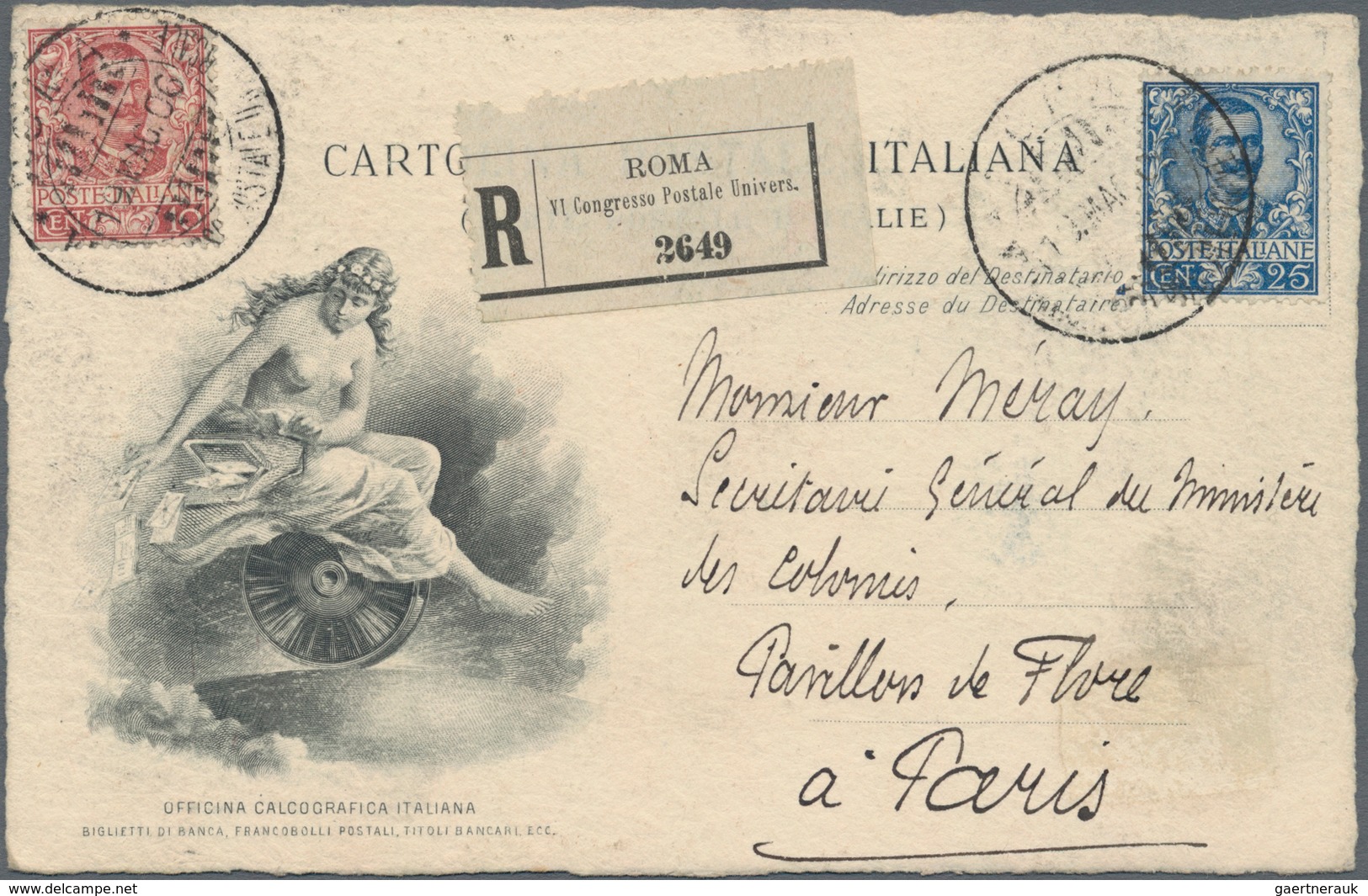 Thematik: UPU / United Postal Union: Italien 1906, Kongreß-Postkarte "Vnione Postale Vniversale Roma - U.P.U.