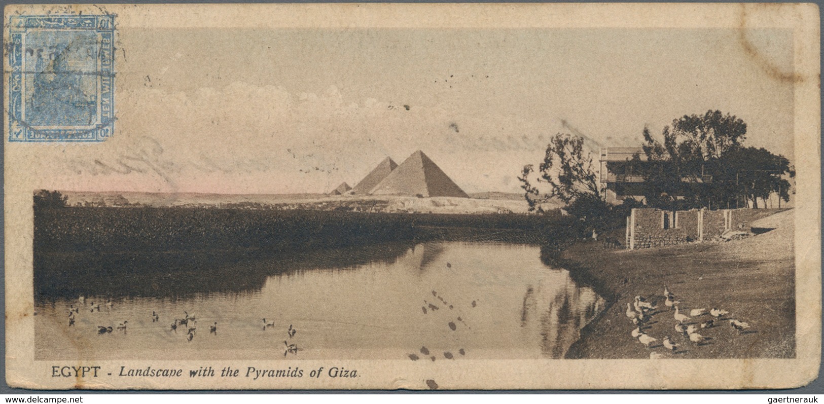 Ägypten: 1914 CRASH MAIL: Small Picture Postcard Sent From Cairo To Paris But Damaged By Sea Water O - 1915-1921 Protectorat Britannique