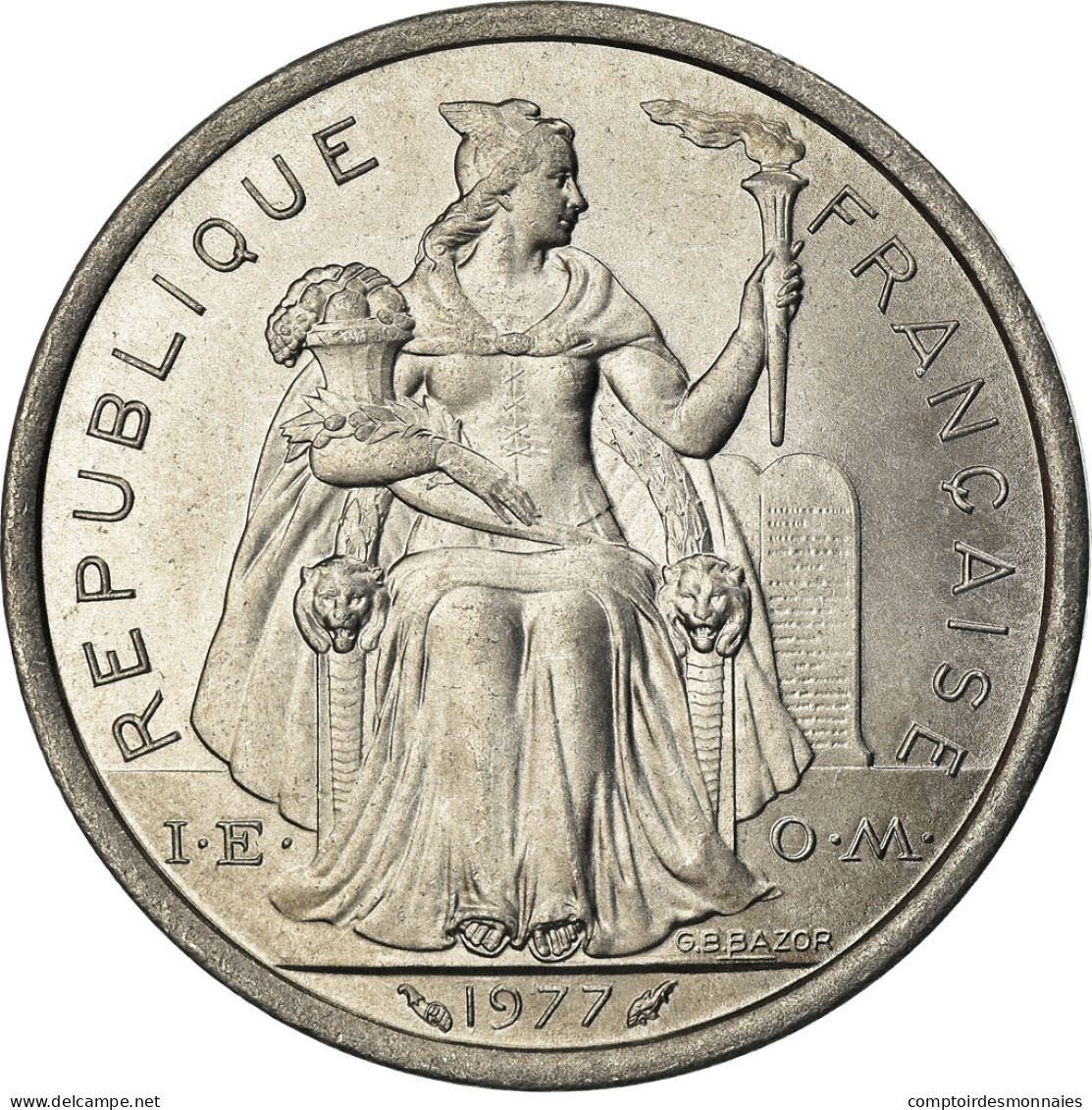 Monnaie, French Polynesia, 2 Francs, 1977, Paris, SPL, Aluminium, KM:10 - French Polynesia