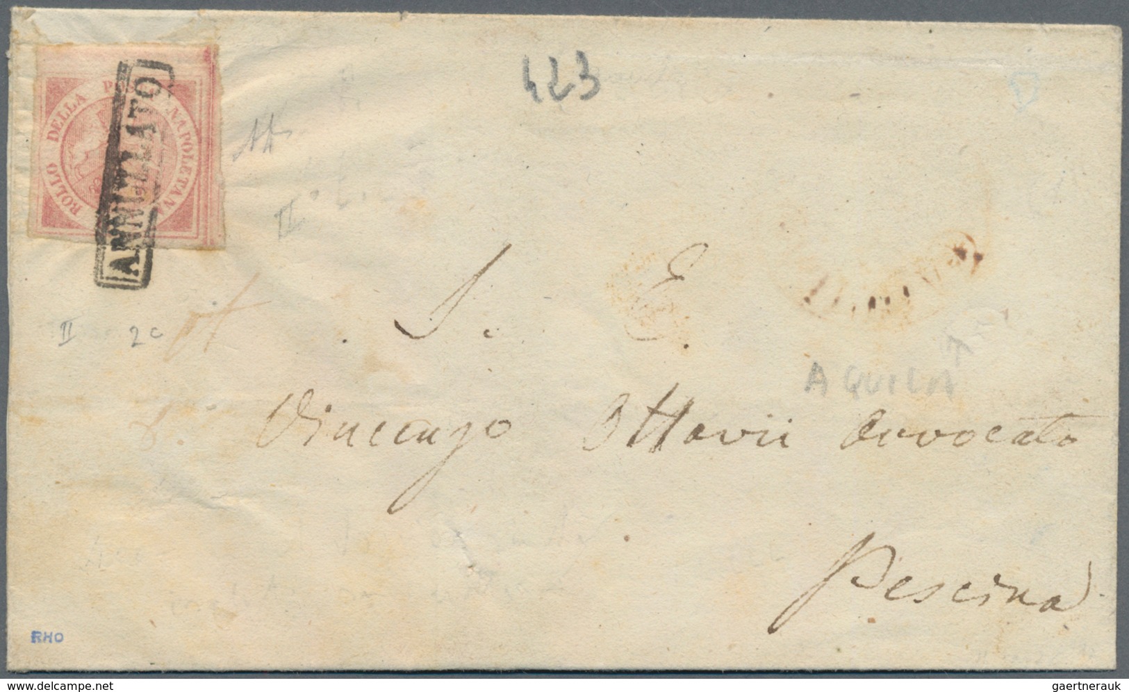 Italien - Altitalienische Staaten: Neapel: 1858, ½ Grano Rose, Second Plate, Wide Margins, Tied By F - Naples