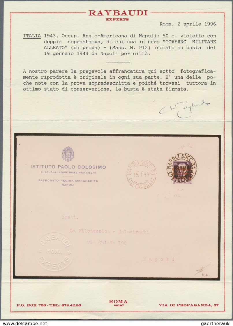 Italien - Alliierte Militärregierung - Neapel: 1944, 5 C Violet, DOUBLE Overprint "GOVERNO MILATARE - Anglo-american Occ.: Naples