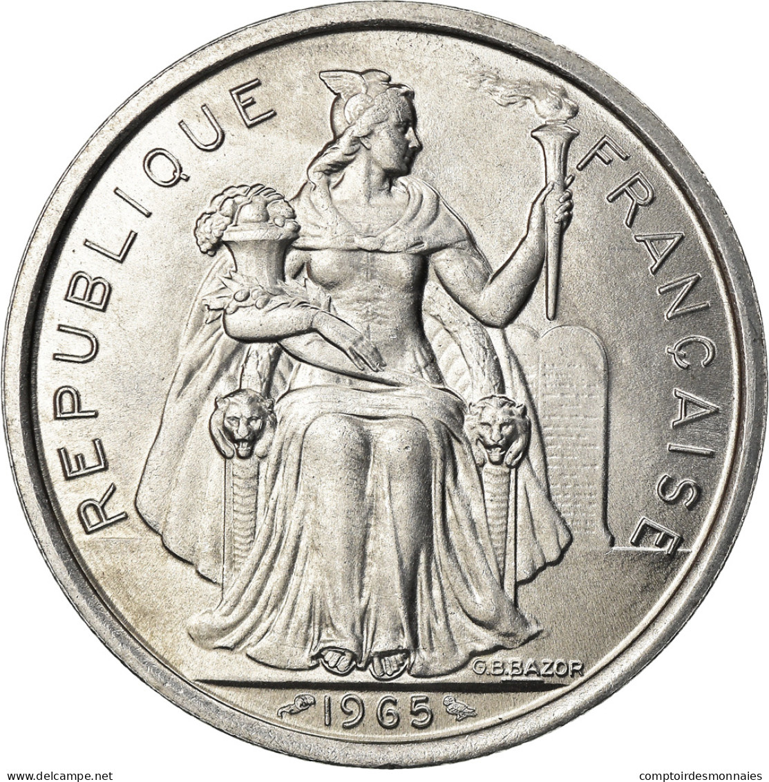 Monnaie, French Polynesia, 5 Francs, 1965, Paris, SPL, Aluminium, KM:4 - Französisch-Polynesien