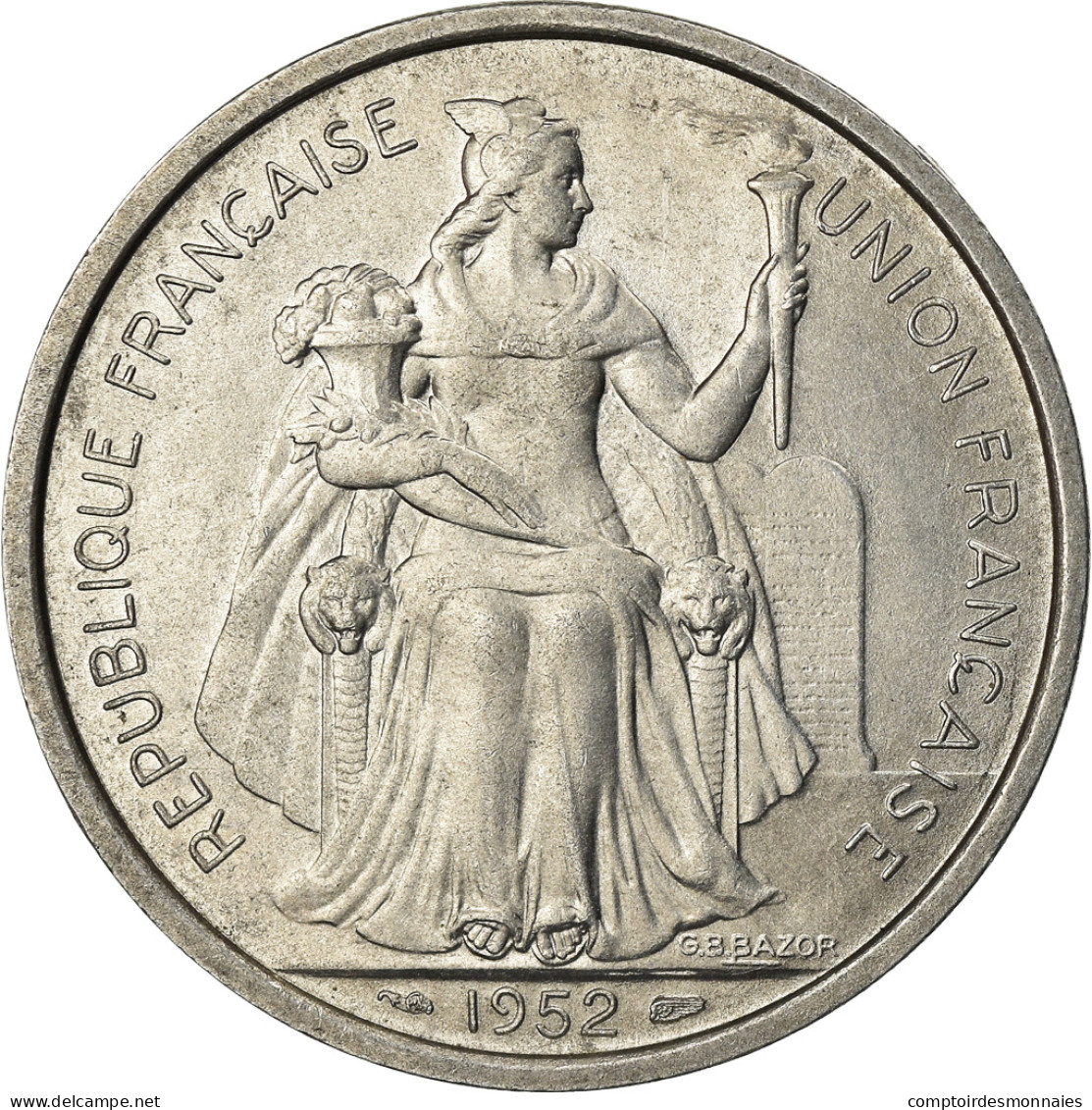 Monnaie, Nouvelle-Calédonie, 5 Francs, 1952, Paris, SUP, Aluminium, KM:4 - Nieuw-Caledonië