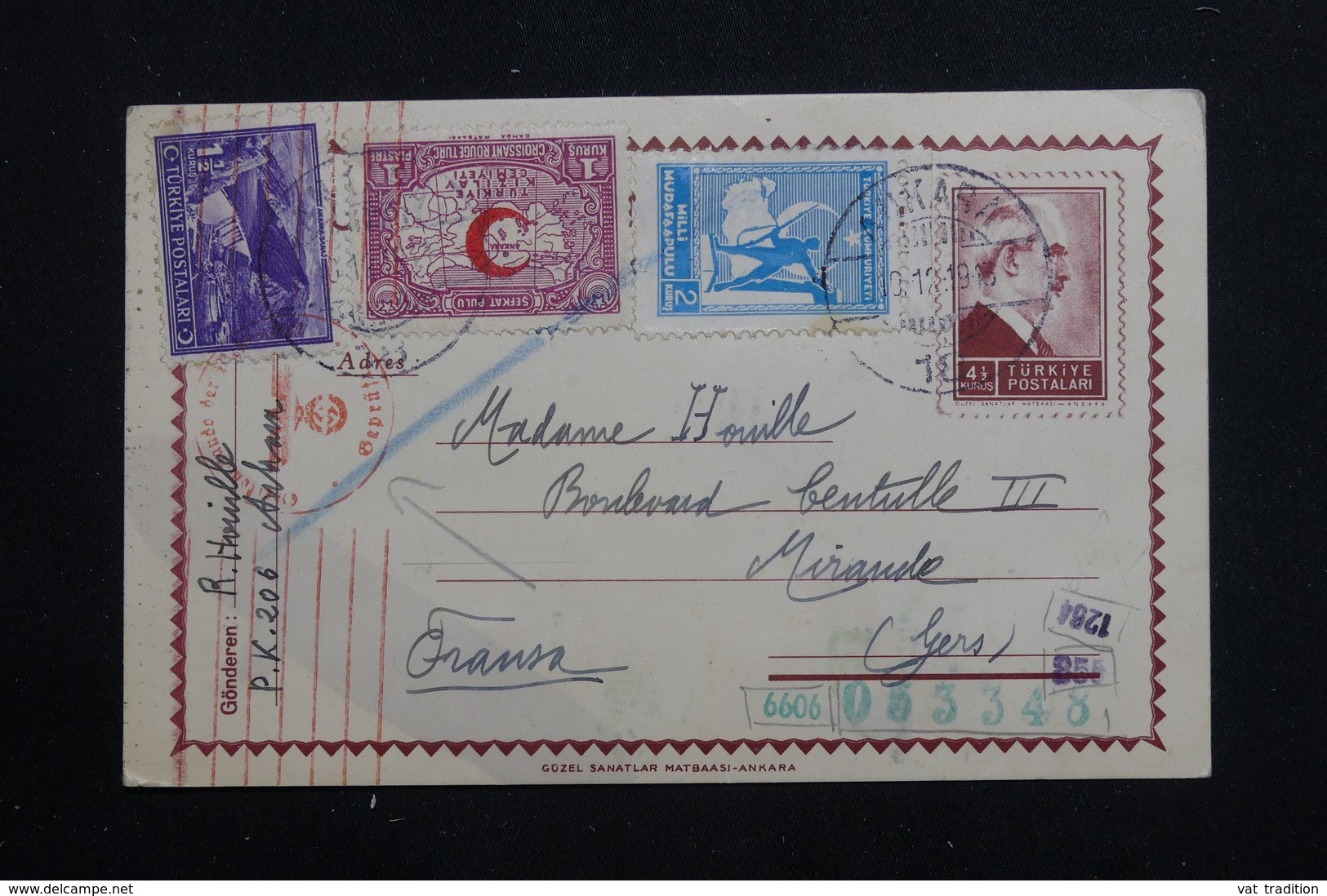 TURQUIE - Entier Postal + Compléments De Ankara Pour La France Avec Contrôle Postal Allemand En 1943 - L 60770 - Interi Postali