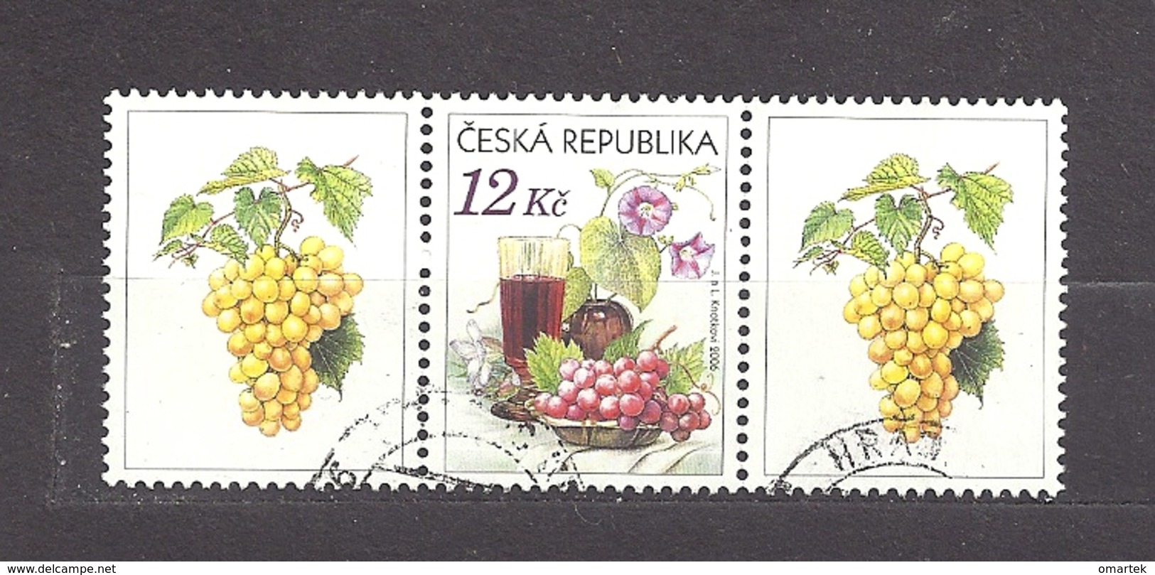Czech Republic 2006 ⊙ Mi 462 Zf Sc 3296 Still Life With Grape, Glass Of Red Wine And Flowers.Tschechische Republik. C1 - Used Stamps