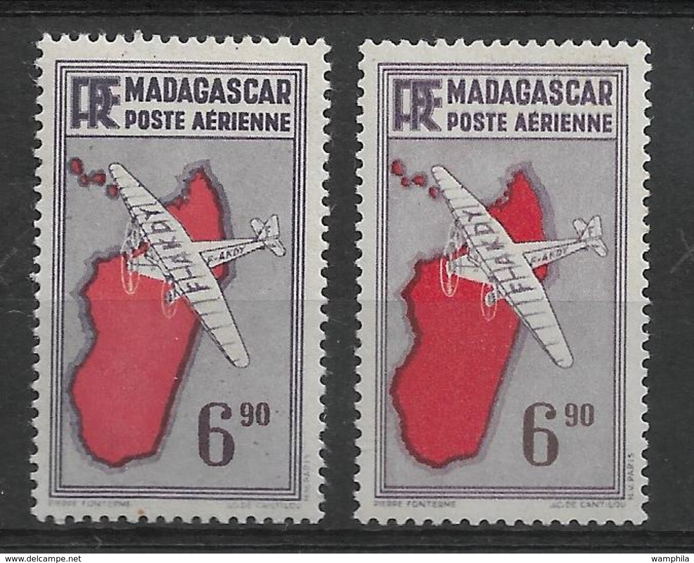 Madagascar P.A Un Lot De Neufs  Dont Variété Cartes Rouge Et Carmin - Nuovi