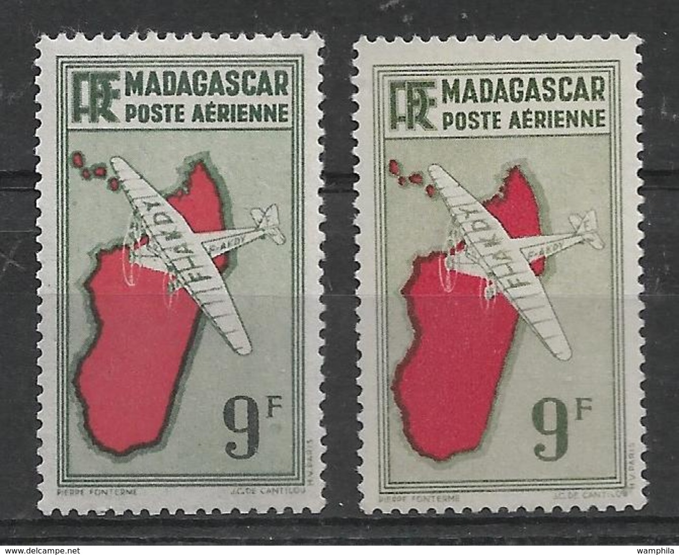Madagascar P.A Un Lot De Neufs  Dont Variété Cartes Rouge Et Carmin - Unused Stamps
