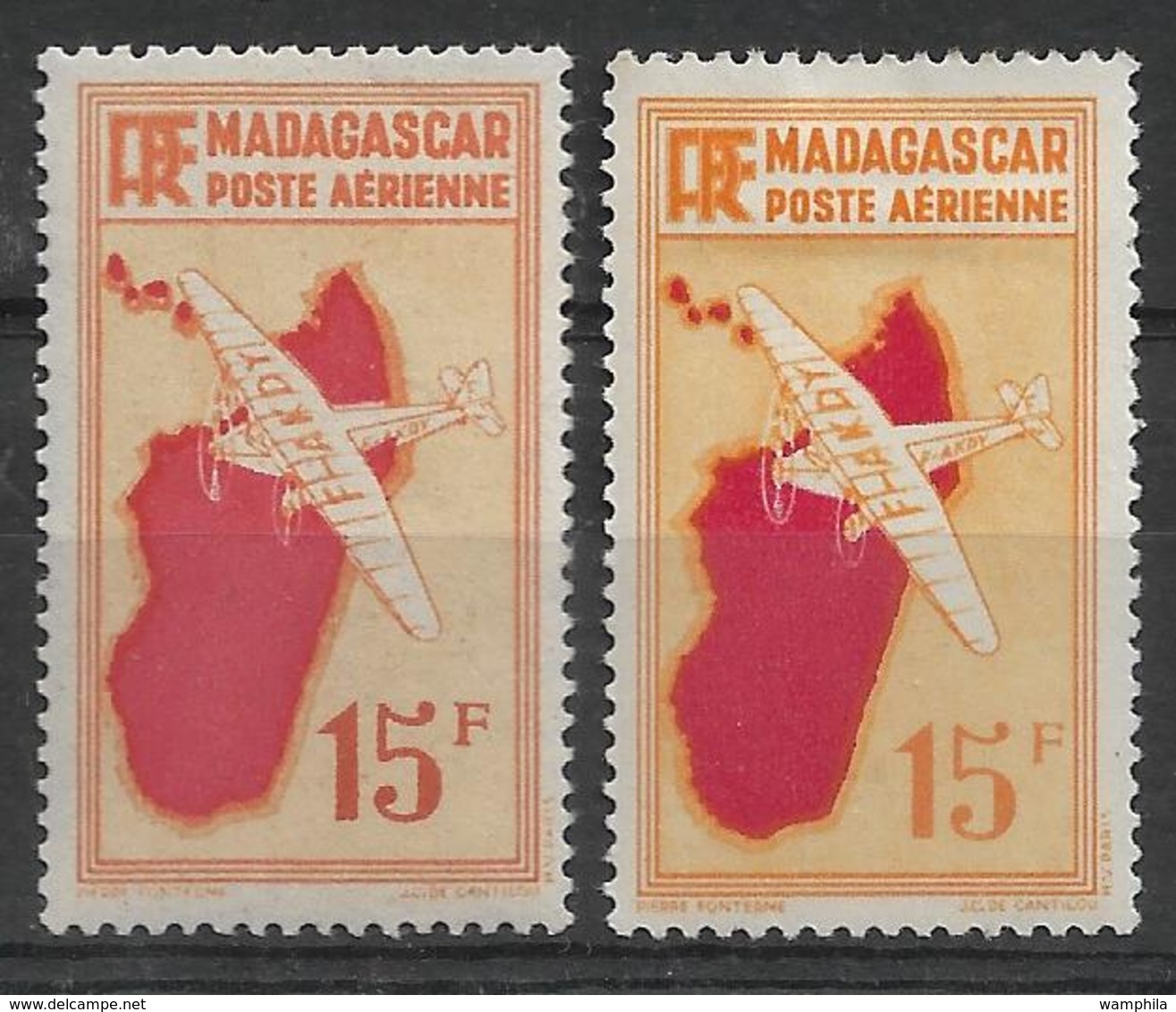 Madagascar P.A Un Lot De Neufs  Dont Variété Cartes Rouge Et Carmin - Unused Stamps