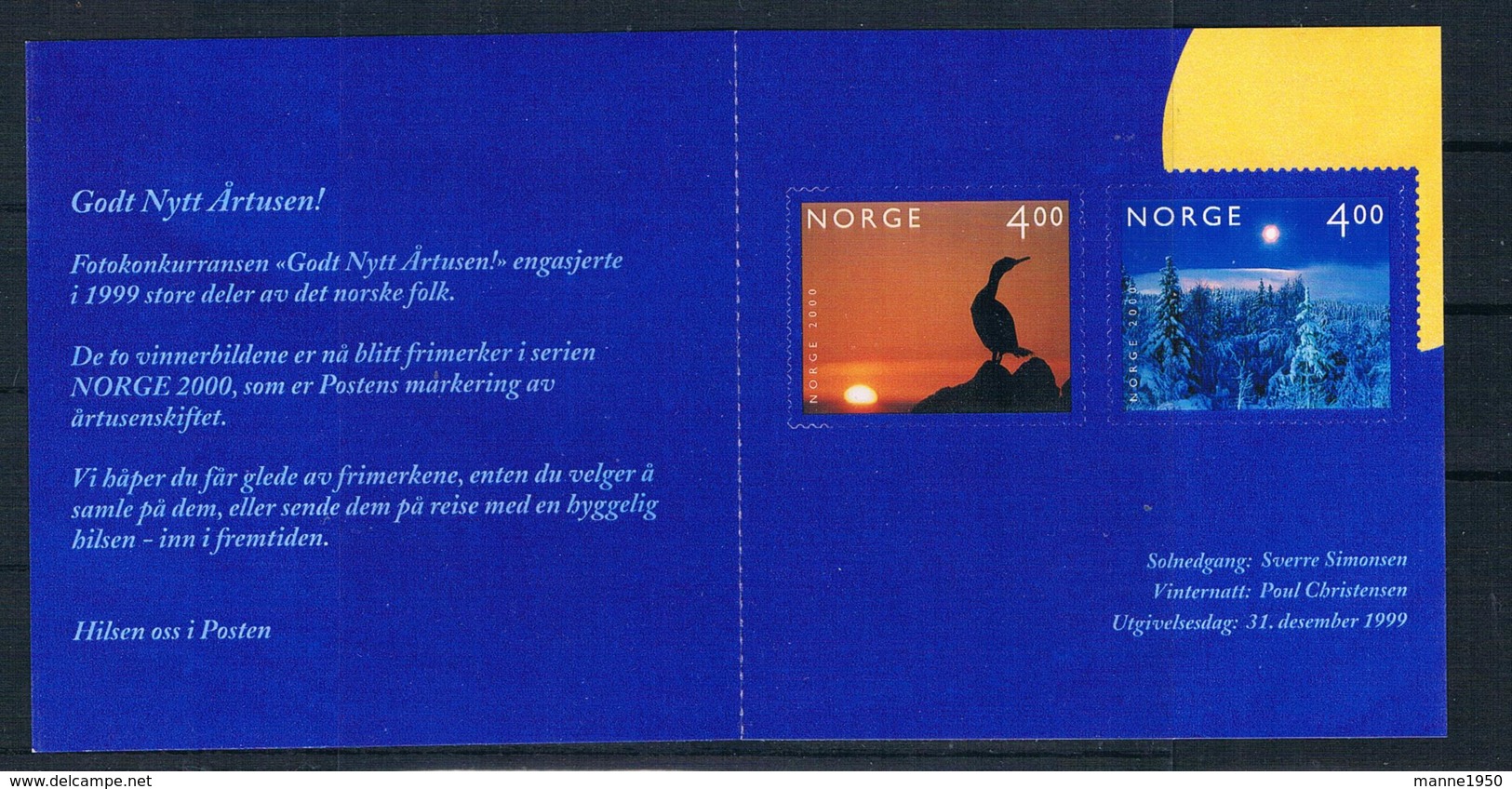 Norwegen 1999 Jahrtausendwende Mi.Nr. 1335/36 MH II ** - Neufs