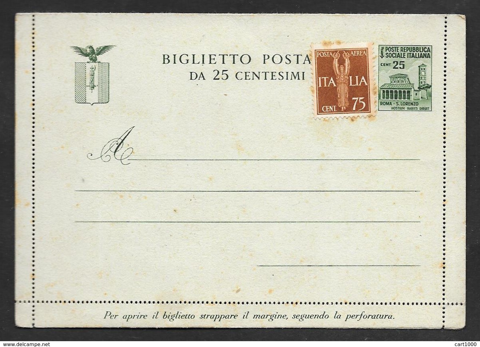 R.S.I. REPUBBLICA SOCIALE BIGLIETTO POSTALE N° 5 - Entero Postal