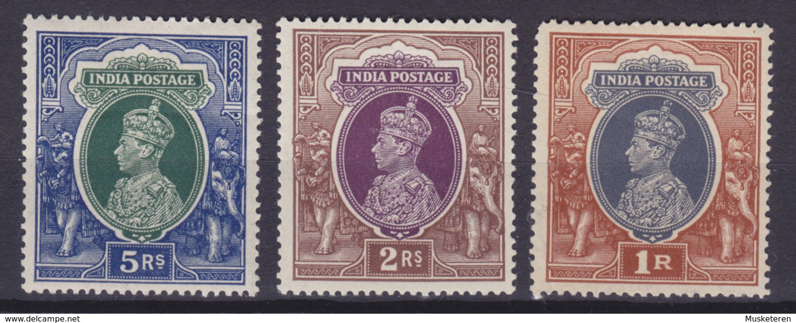 British India 1937 Mi. 158-60 1R - 5R George VI., MH* (2 Scans) - 1936-47 Roi Georges VI