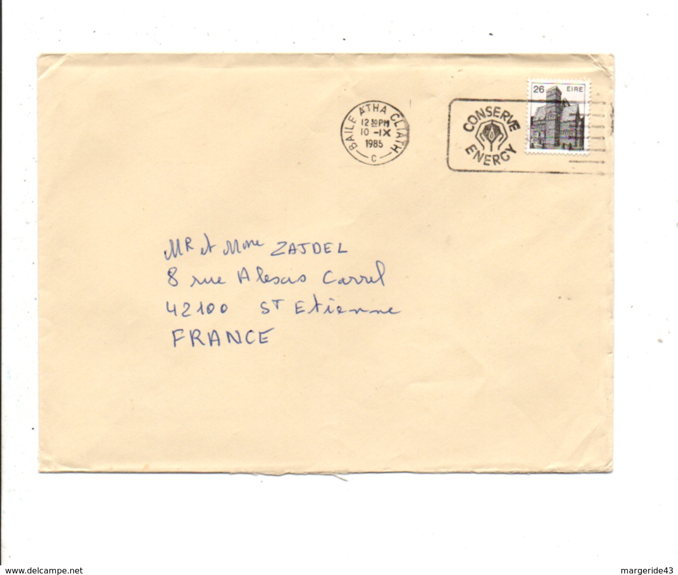 IRLANDE EIRE LETTRE POUR LA FRANCE 1985 - Storia Postale