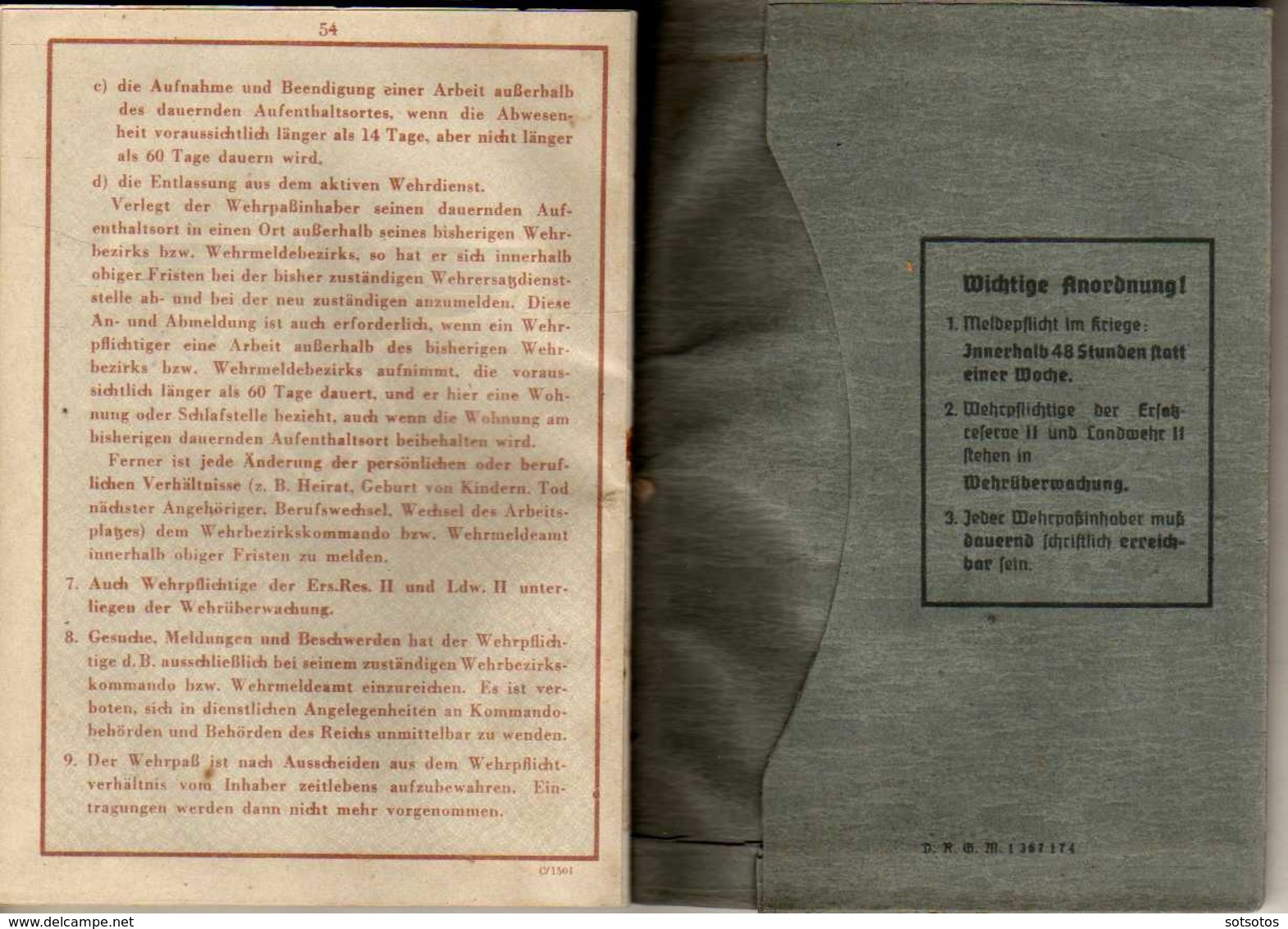 Military leaflet of a Wermacht's soldier who served in Balkans at 1941: Rumania, Bulgaria, Greece (Thessaloniki, Thessal