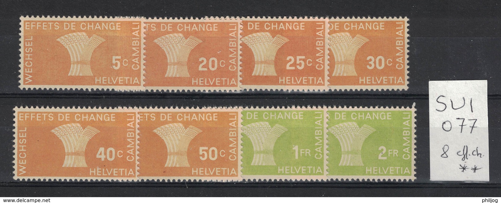 Suisse - Switzerland - Schweiz - Série Complète (??) Des Effets De Change - 8 Wechsel Marken - 8 Cambiali - Revenue Stamps