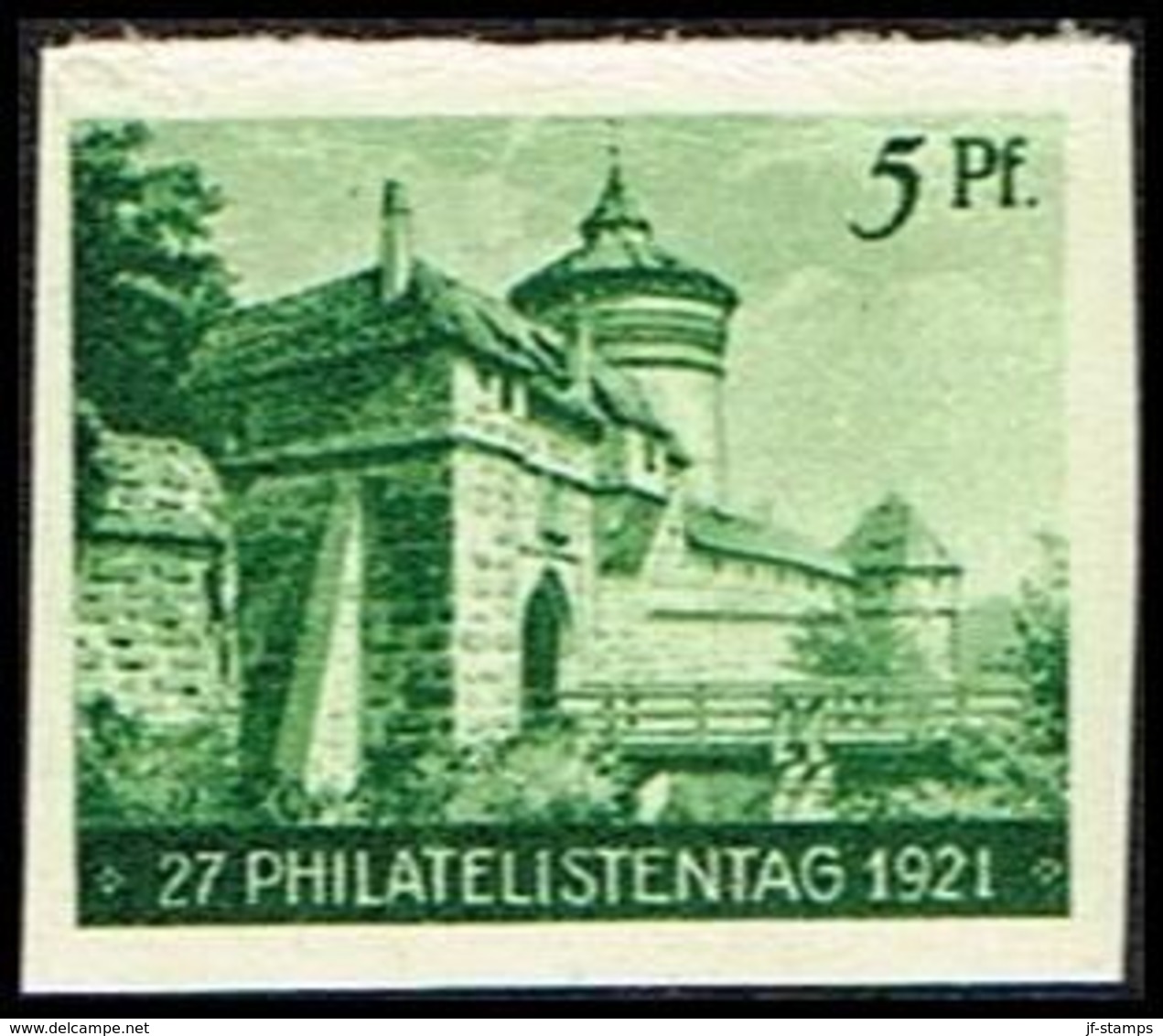 1921. Deutsches Reich 27. PHILATELISTENTAG 1921 5 Pf. NÜRNBERG. () - JF360918 - Abarten & Kuriositäten