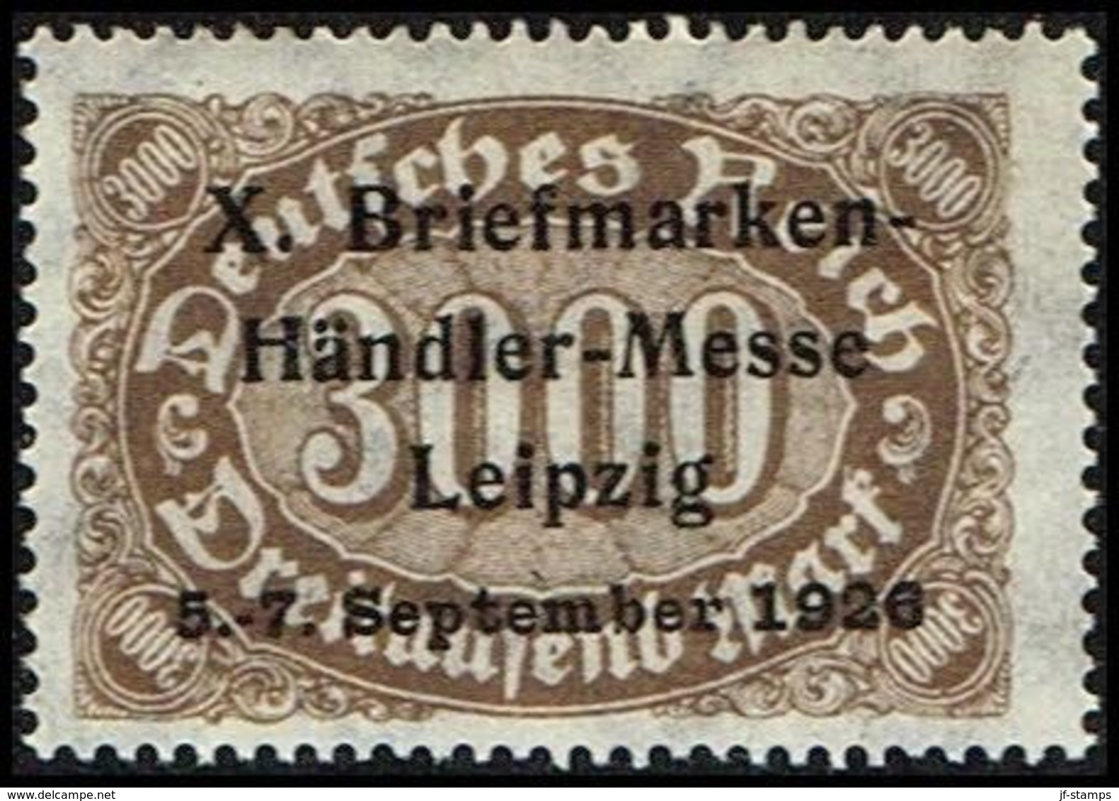 1926. Deutsches Reich 3000 Mark X. Briefmarken- Handler-Messe Leipzig 5.-7. September... (Michel 254) - JF361016 - Abarten & Kuriositäten