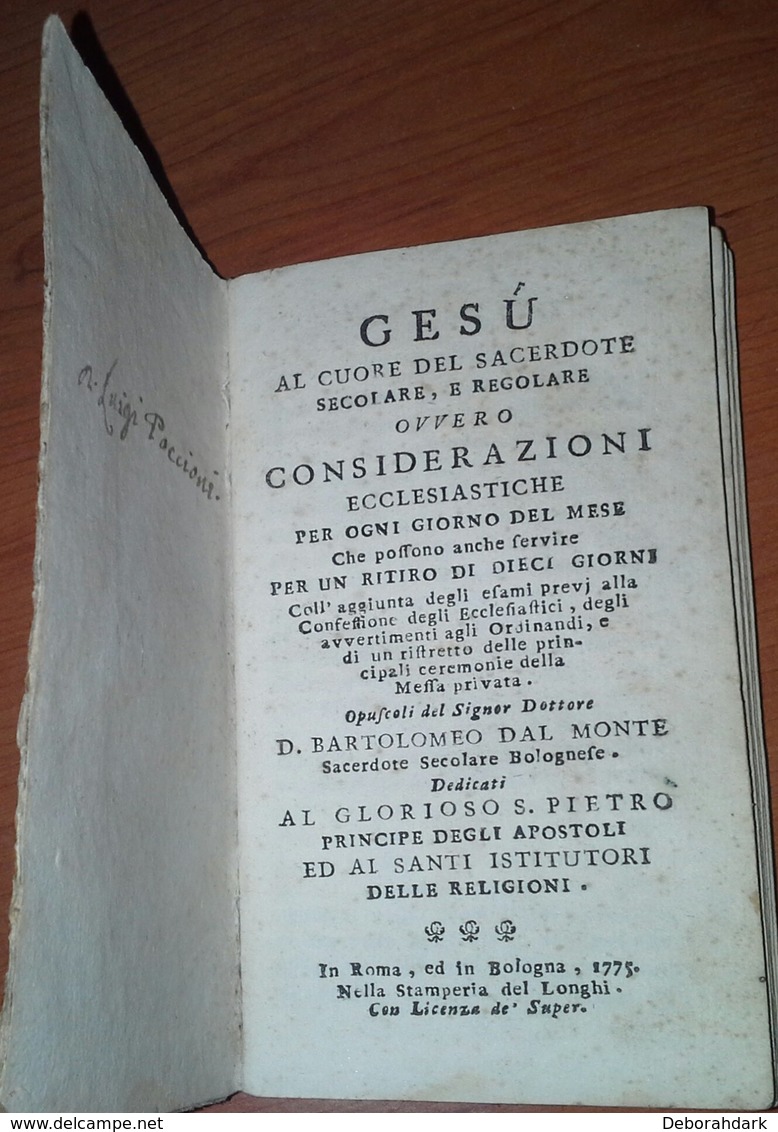 LIBRETTO PREGHIERE PER SACERDOTI ANNO 1775 - Libri Antichi