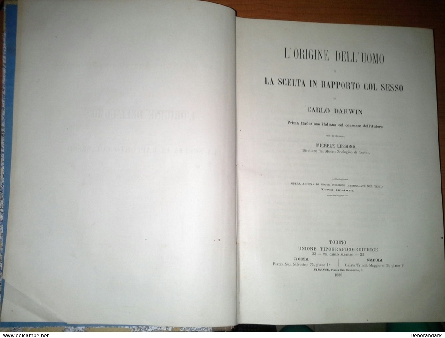 LIBRO L'ORIGINE DELL'UOMO La Scelta In Rapporto Col Sesso DI CARLO DARWIN - Medecine, Psychology