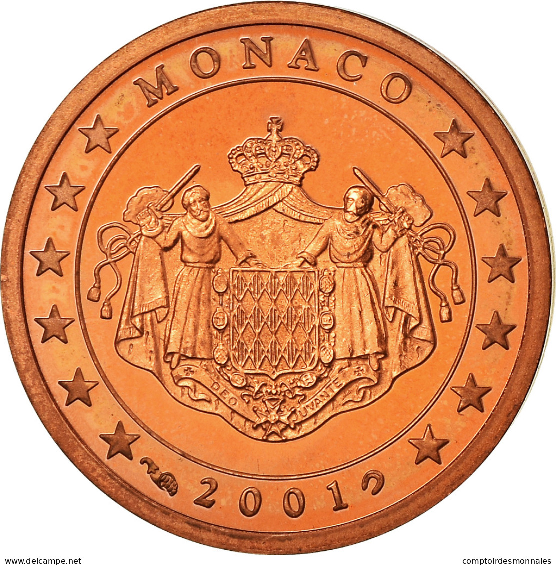 Monaco, 2 Euro Cent, 2001, Proof, FDC, Copper Plated Steel, KM:168 - Monaco